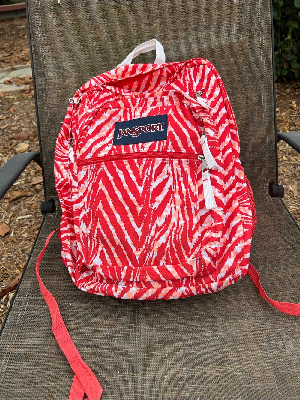 Jansport Red and White Zebra Print Kids Backpack